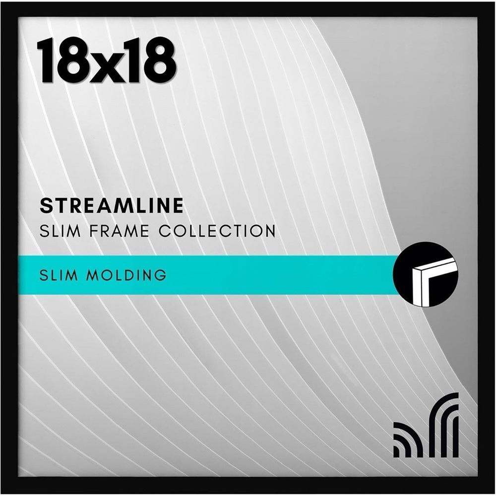 New In Box Americanflat 18x18 Black Thin Picture‎ Frame with Polished Plexiglass